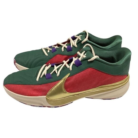 Nike Basketball Shoes Mens 18 Red Green Gannis Zoom Freak 5 NRG Keep It A Buck - Picture 6 of 10